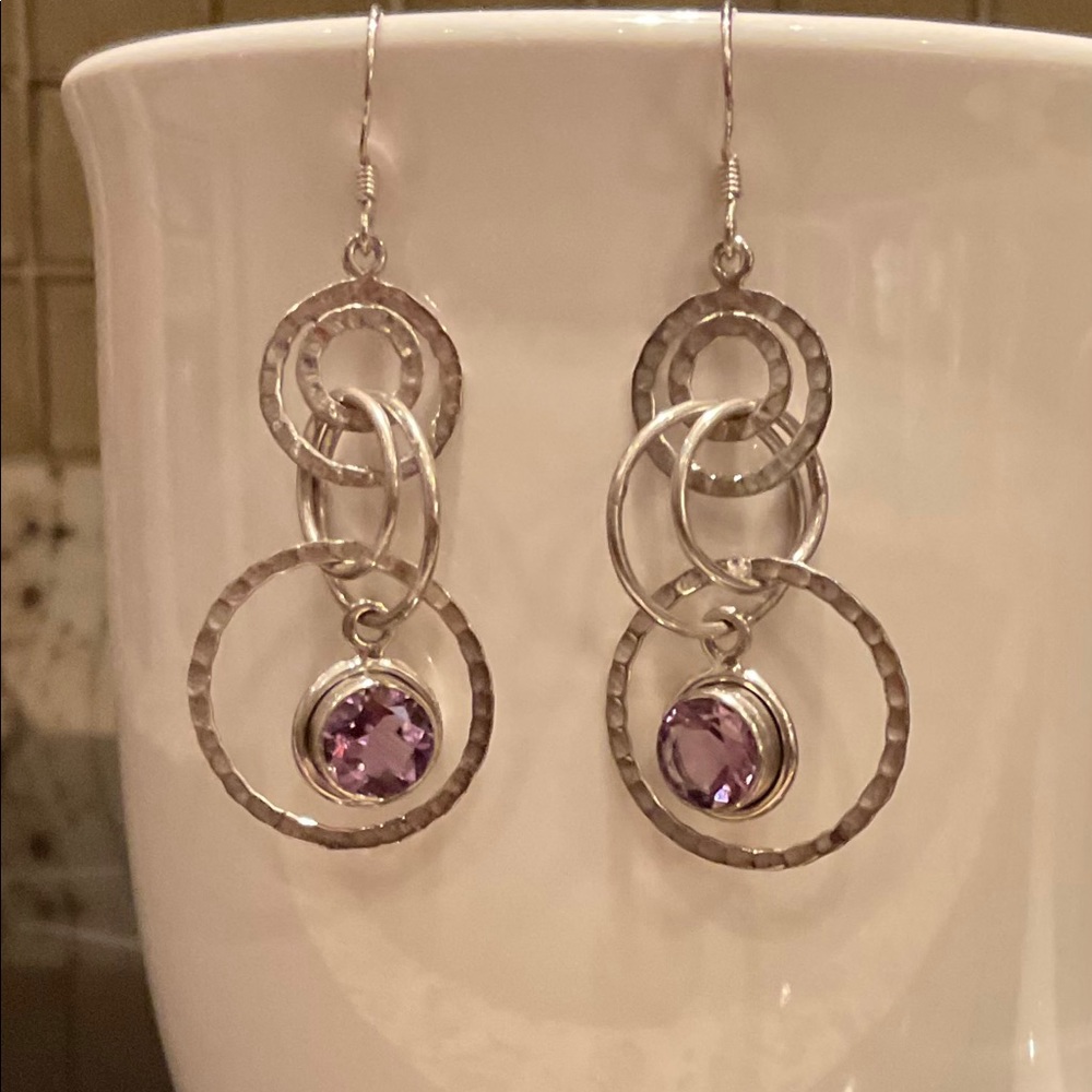 Sterling silver and amethyst earrings
